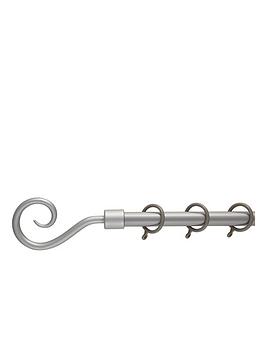 Product photograph of Everyday Crook Finial Extendable Curtain Pole Ndash Satin Steel from very.co.uk