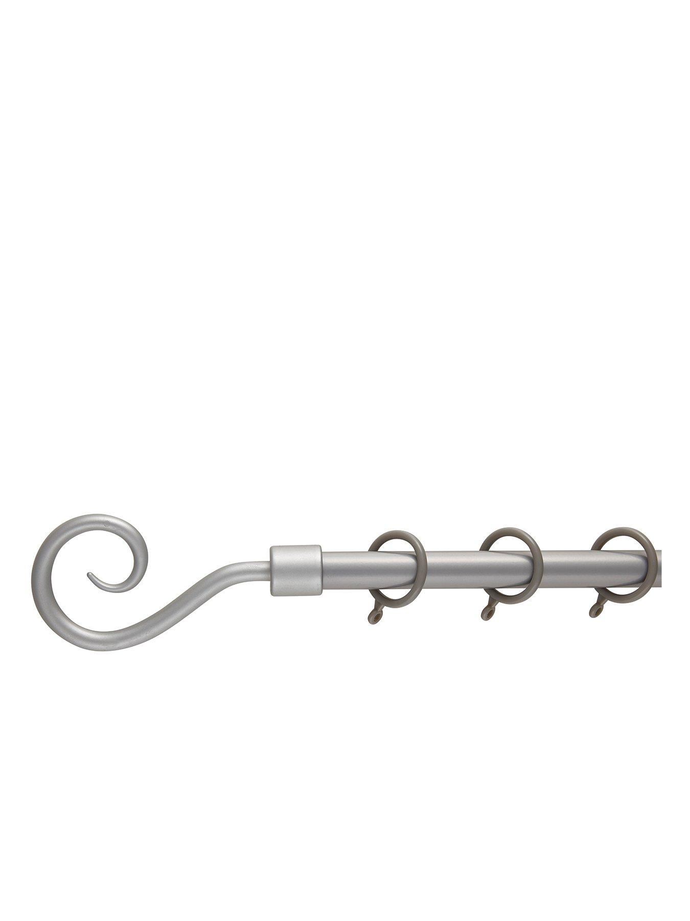 Image 1 of 1 of Everyday Crook Finial Extendable Curtain Pole &ndash; Satin Steel