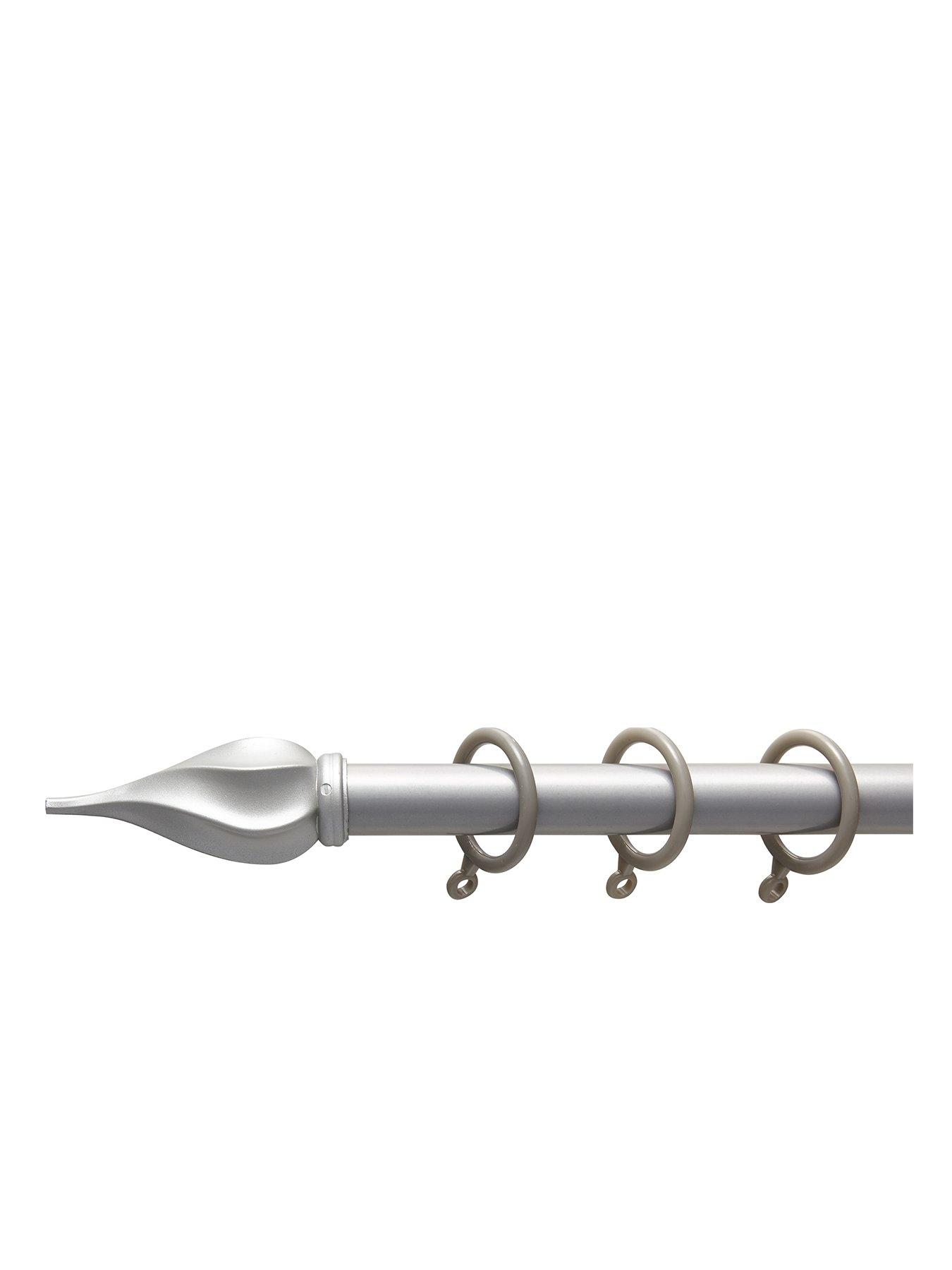 Product photograph of Everyday Spiral Finial Extendable Curtain Pole Ndash Satin Steel from very.co.uk