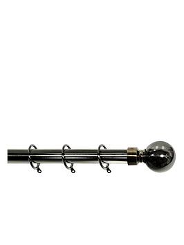 Product photograph of Very Home Palermo Ball Finial 25-28mm Extendable Curtain Pole Ndash Pewter from very.co.uk