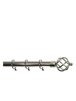 Product photograph of Very Home Palermo Cage Finial 25-28mm Extendable Curtain Pole Ndash Polished Steel from very.co.uk