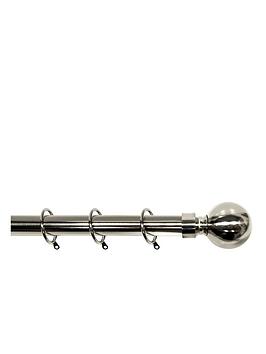 Product photograph of Very Home Palermo Ball Finial 25-28mm Extendable Curtain Pole Ndash Stainless Steel from very.co.uk