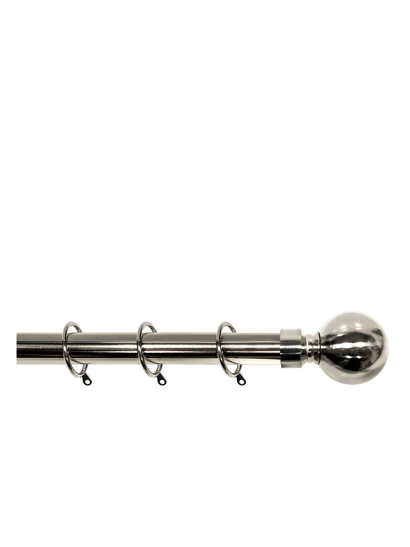 Image 1 of 1 of Very Home Palermo Ball Finial 25-28mm Extendable Curtain Pole &ndash; Stainless Steel