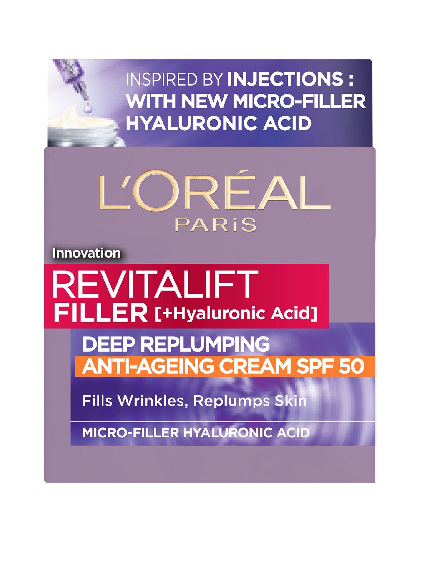 L'Oreal Paris Revitalift Filler + Hyaluronic Acid Anti Ageing Anti-Wrinkle SPF 50 Replumping Day Cream 50ml