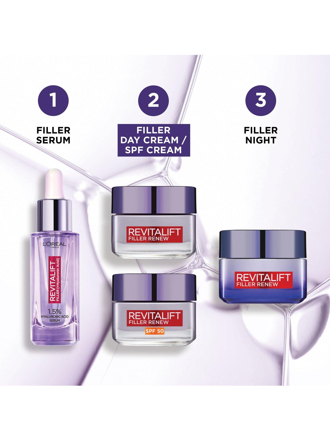 Image 5 of 5 of L'Oreal Paris Revitalift Filler + Hyaluronic Acid Anti Ageing Anti-Wrinkle SPF 50 Replumping Day Cream 50ml