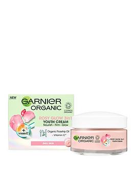 garnier rosy glow 3in1 youth cream 50ml , with rosehip seed oil and vitamin c , vegan formula , for all skin types