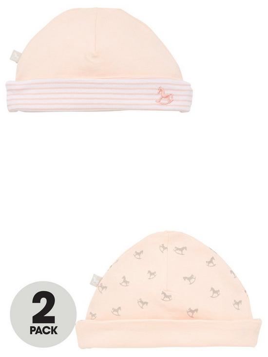 The Little Tailor Baby Girls 2 Pack Soft Jersey Hats - Peach | very.co.uk