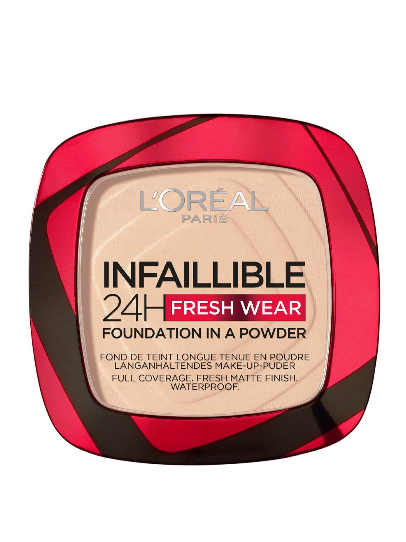 undefined Infallible 24H Fresh Wear Foundation in a Powder, longwear coverage, mattifying finish, available in 6 shades