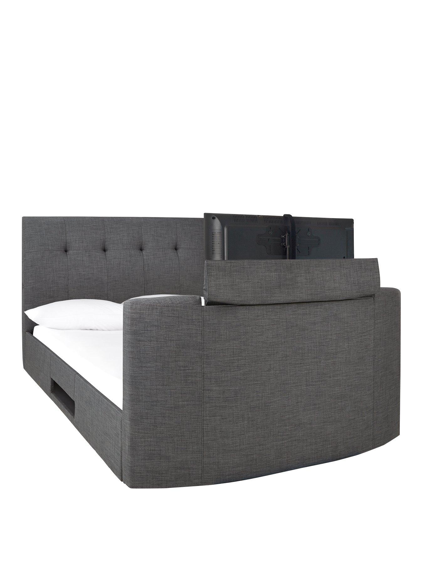 Product photograph of Very Home Avelon Fabric Side Lift Ottoman Storage Tv Bed With Bluetooth Usb Chargers Mattress Options Buy And Save - Bed Frame With Memory Mattress from very.co.uk