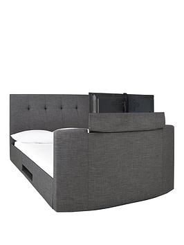 Very Home Avelon Fabric Side Lift Ottoman Storage Tv Bed With Bluetooth, Usb Chargers Mattress Options (Buy And Save!) - Bed Frame With Memory Mattress