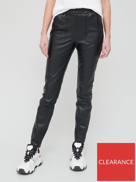 armani-exchange-faux-leather-trousers-black