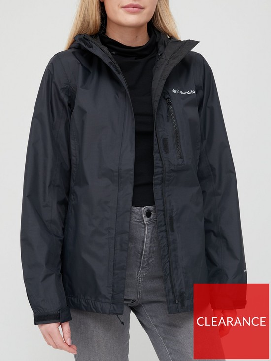 front image of columbia-womens-pouring-adventure-ii-jacket-black
