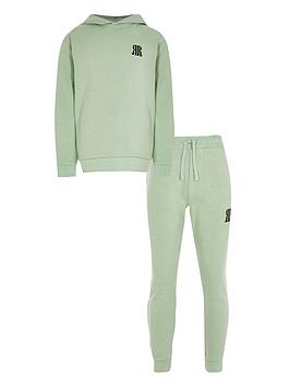 River Island Boys Hooded Tracksuit - Green | very.co.uk
