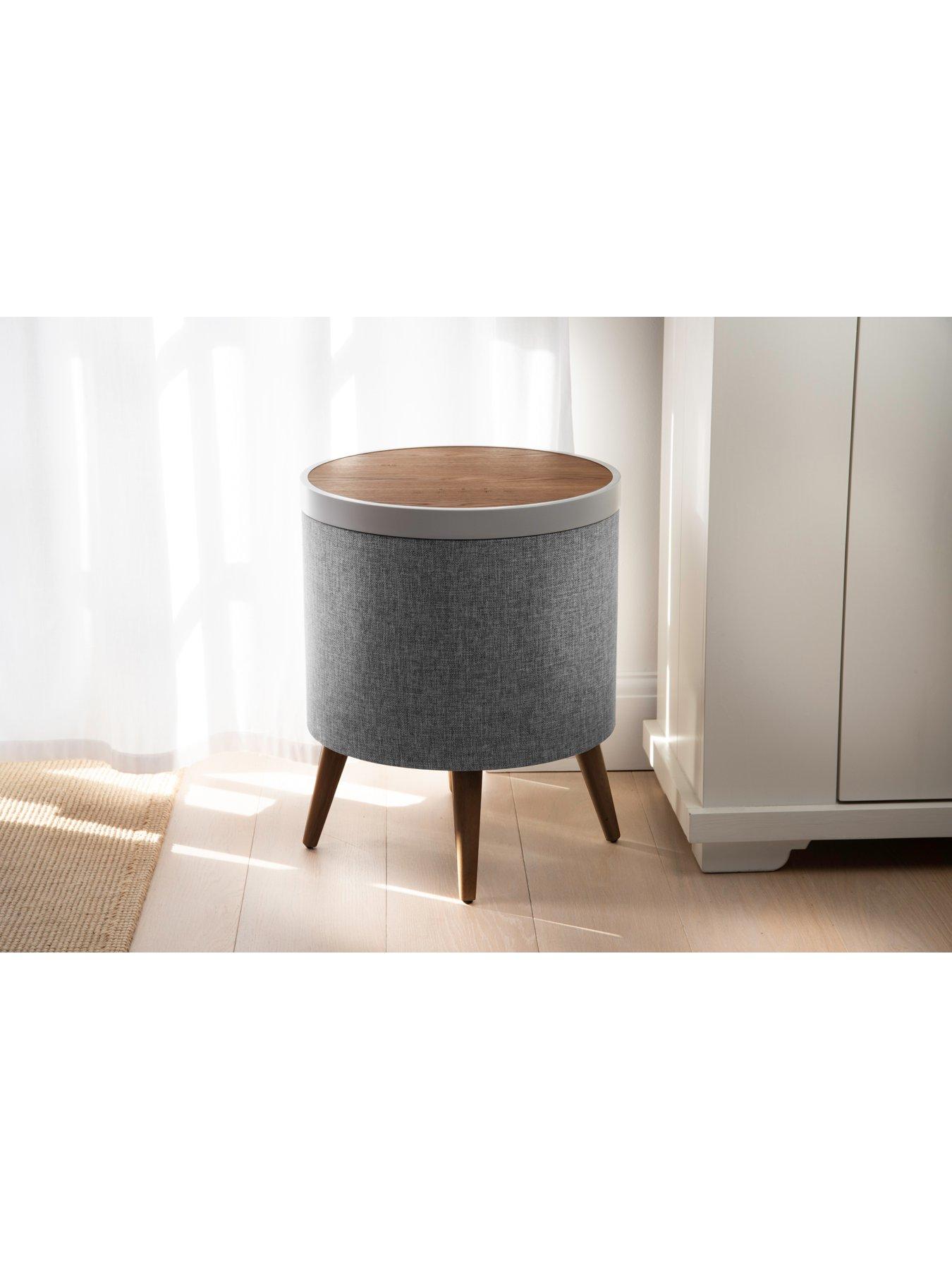 Product photograph of Koble Zain Side Table With Wireless Charging And Bluetooth Speakers - Walnut Effect Grey from very.co.uk
