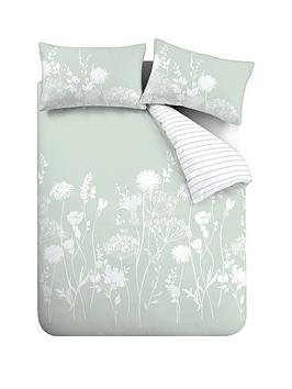 Product photograph of Catherine Lansfield Meadowsweet Floral Duvet Cover Set - Green from very.co.uk
