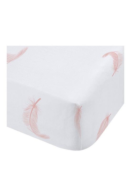 front image of catherine-lansfield-angel-glitter-fitted-sheet-blush