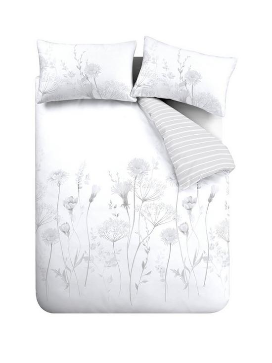 stillFront image of catherine-lansfield-meadowsweet-floral-duvet-covernbspset-white