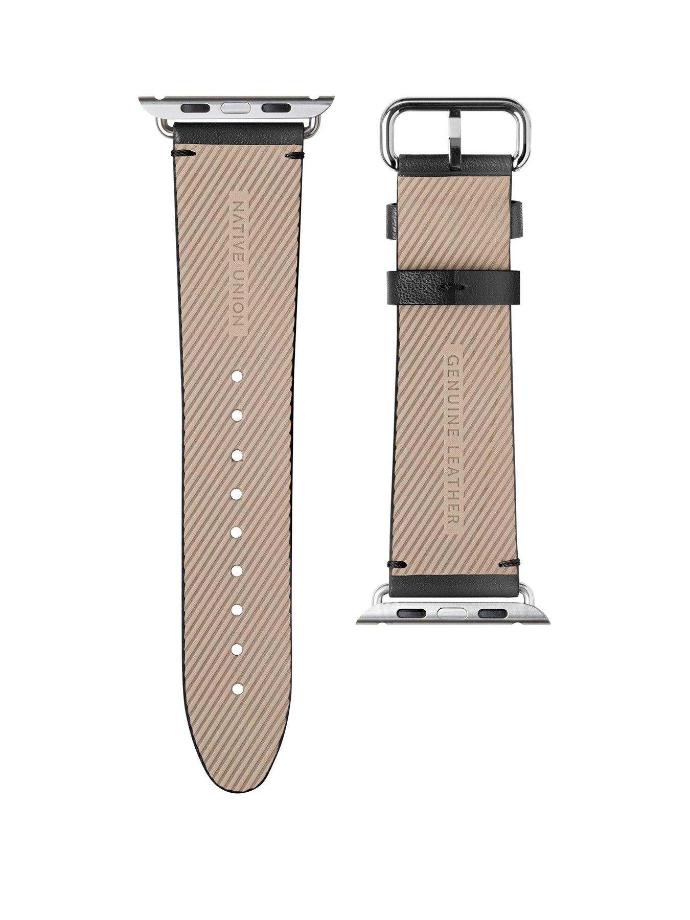 Native Union - Bracelet en Cuir Apple Watch - Noir - 44mm