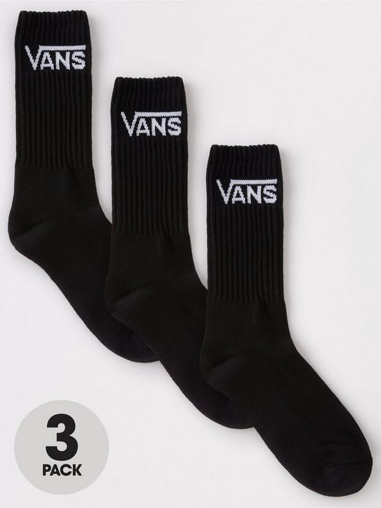 Vans 3 Pack of Vans Classic Crew Socks - Black | very.co.uk