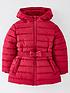  image of mini-v-by-very-girls-belted-bow-half-faux-fur-lined-coat-pink