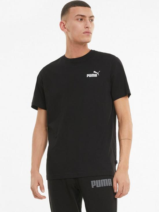 front image of puma-essentials-small-logo-t-shirt-black
