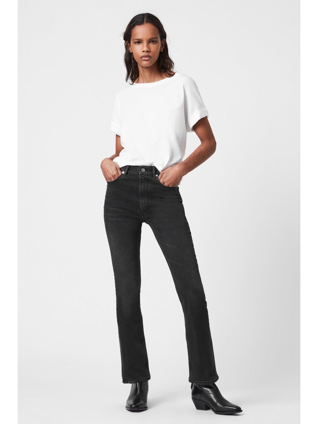 high waisted bootcut jeans black