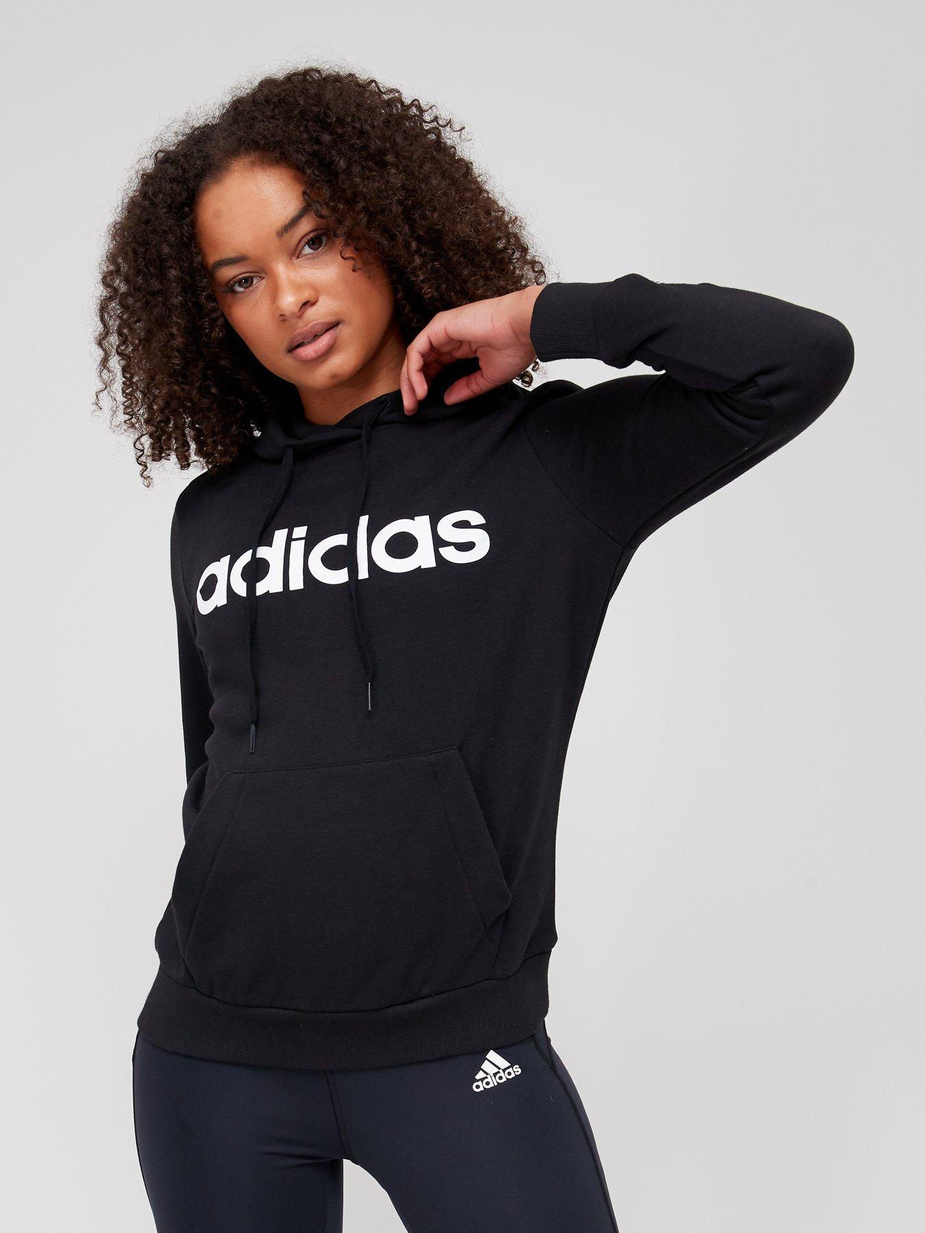 Womens Linear Hoodie Black White