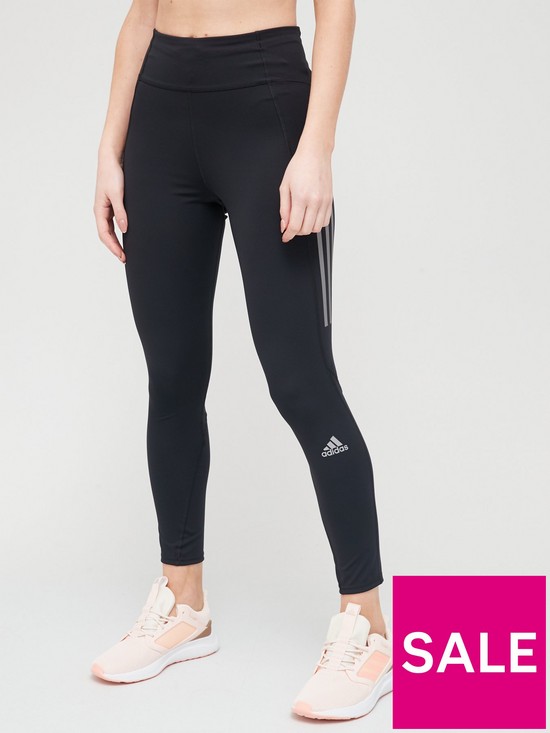 front image of adidas-own-the-response-running-womens-leggings-black