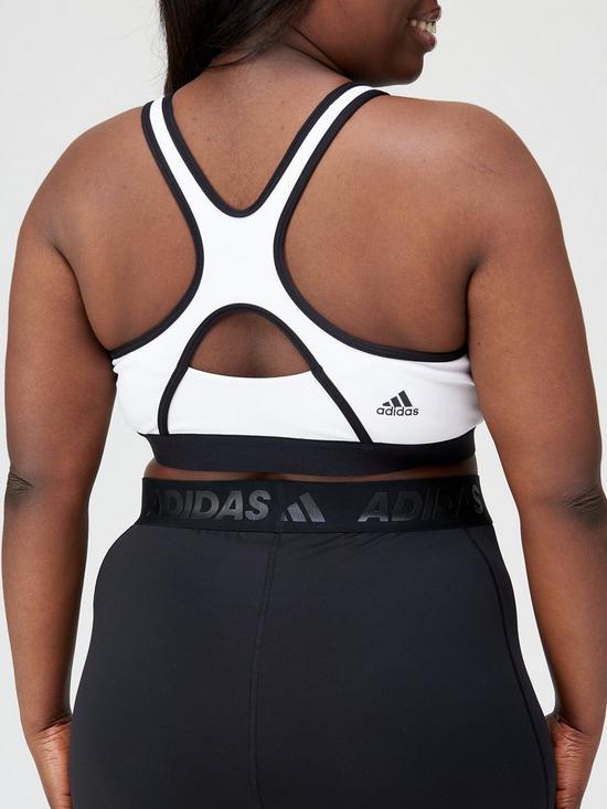 stillFront image of adidas-believe-this-3-bar-logo-bra-plus-size-medium-support-whiteblack