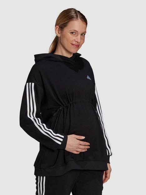 adidas-essentials-maternity-hoodie-blackwhite