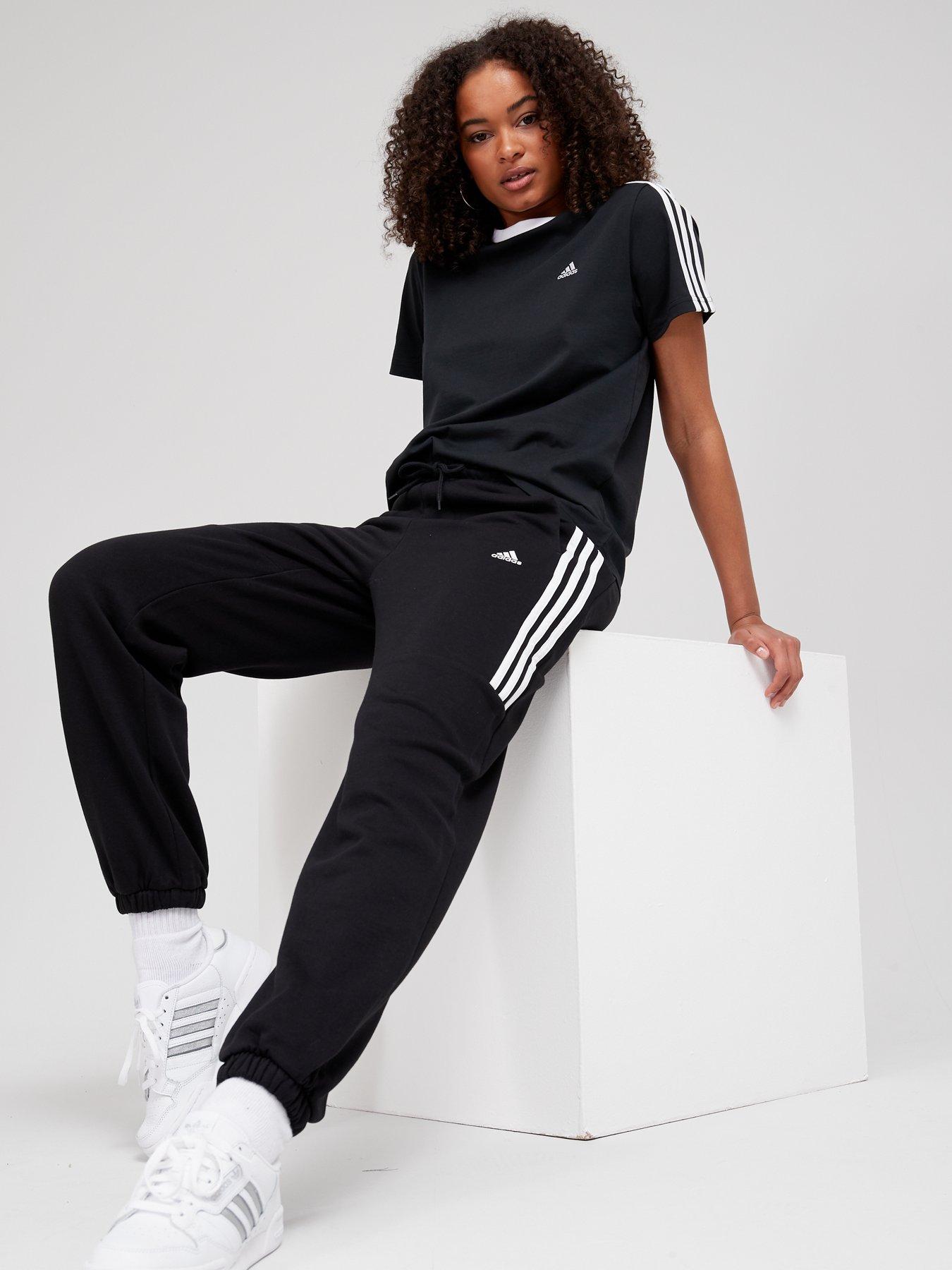 adidas Sportswear Essentials 3 Stripes Boyfriend Tee - Black/White ...