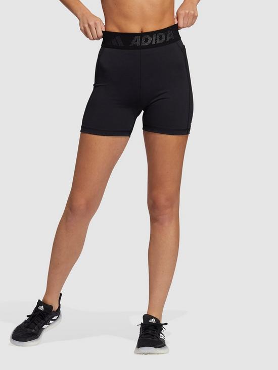 front image of adidas-tech-fit-3-bar-short-tight-4-black