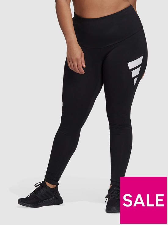 front image of adidas-future-icons-3-bar-legging-plus-size-black