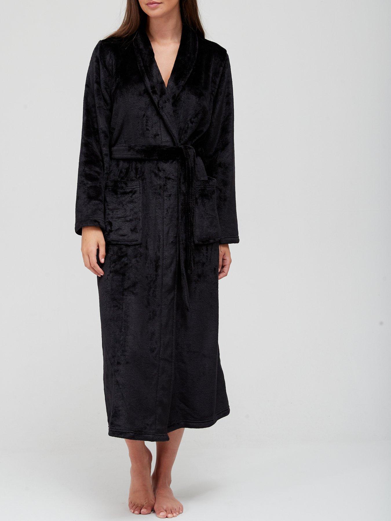 Women Longer Length Supersoft Robe - Black