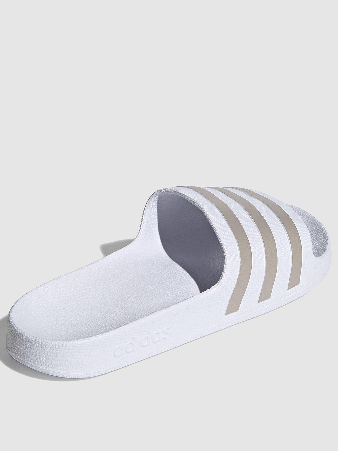 adidas Sportswear Unisex Adilette Aqua Sliders White Silver