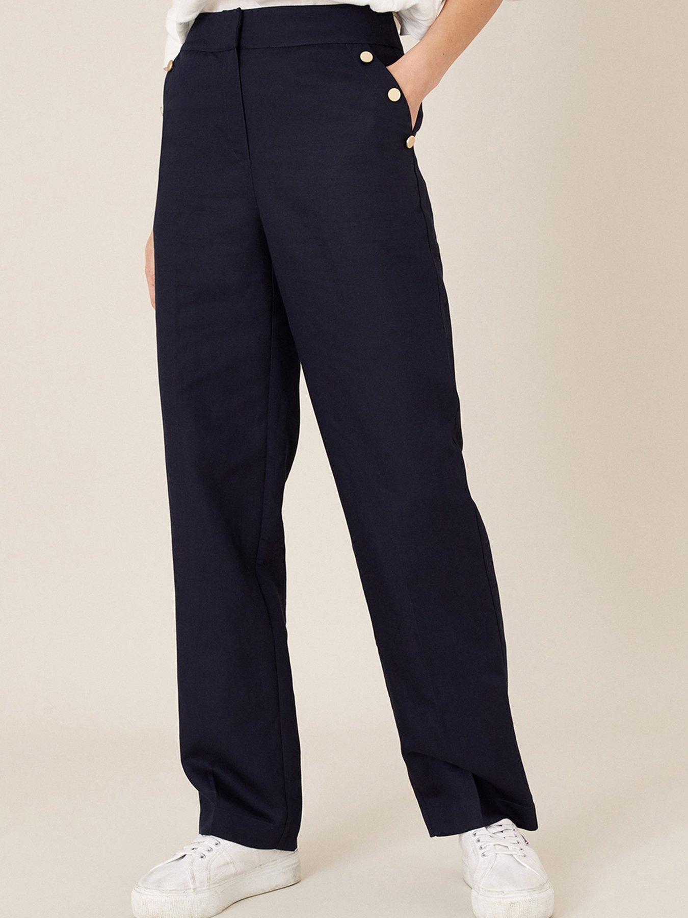 Trousers & Leggings Short Linen Smart Trouser - Navy