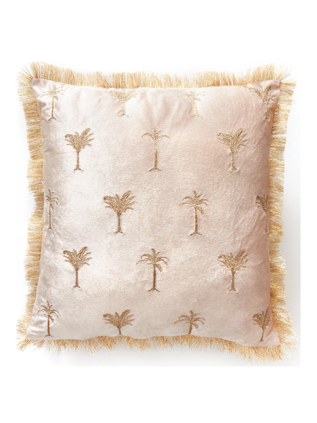 Product photograph of Palm Embroidered Cushion from very.co.uk