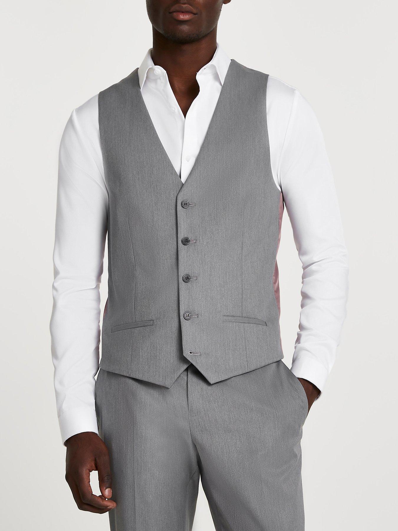 Suits & Blazers Twill Suit Waistcoat - Grey