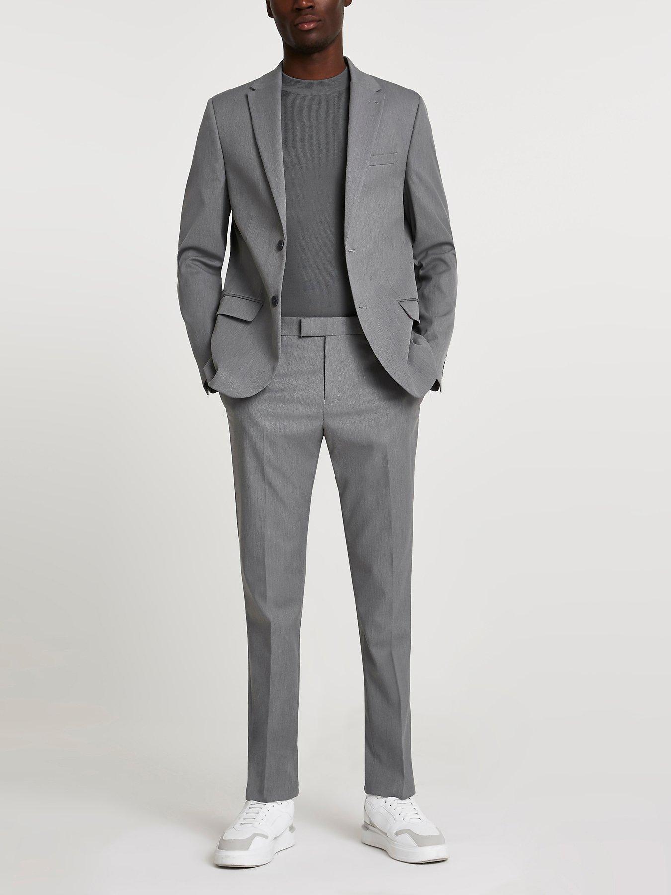 Mid Grey Twill Slim Suit Jacket