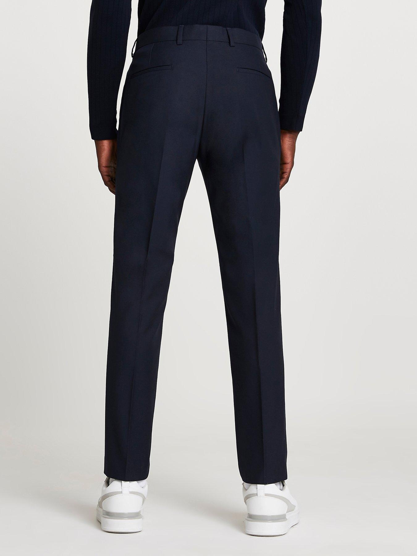 River Island Skinny Fit Twill Suit Trousers - Navy | very.co.uk