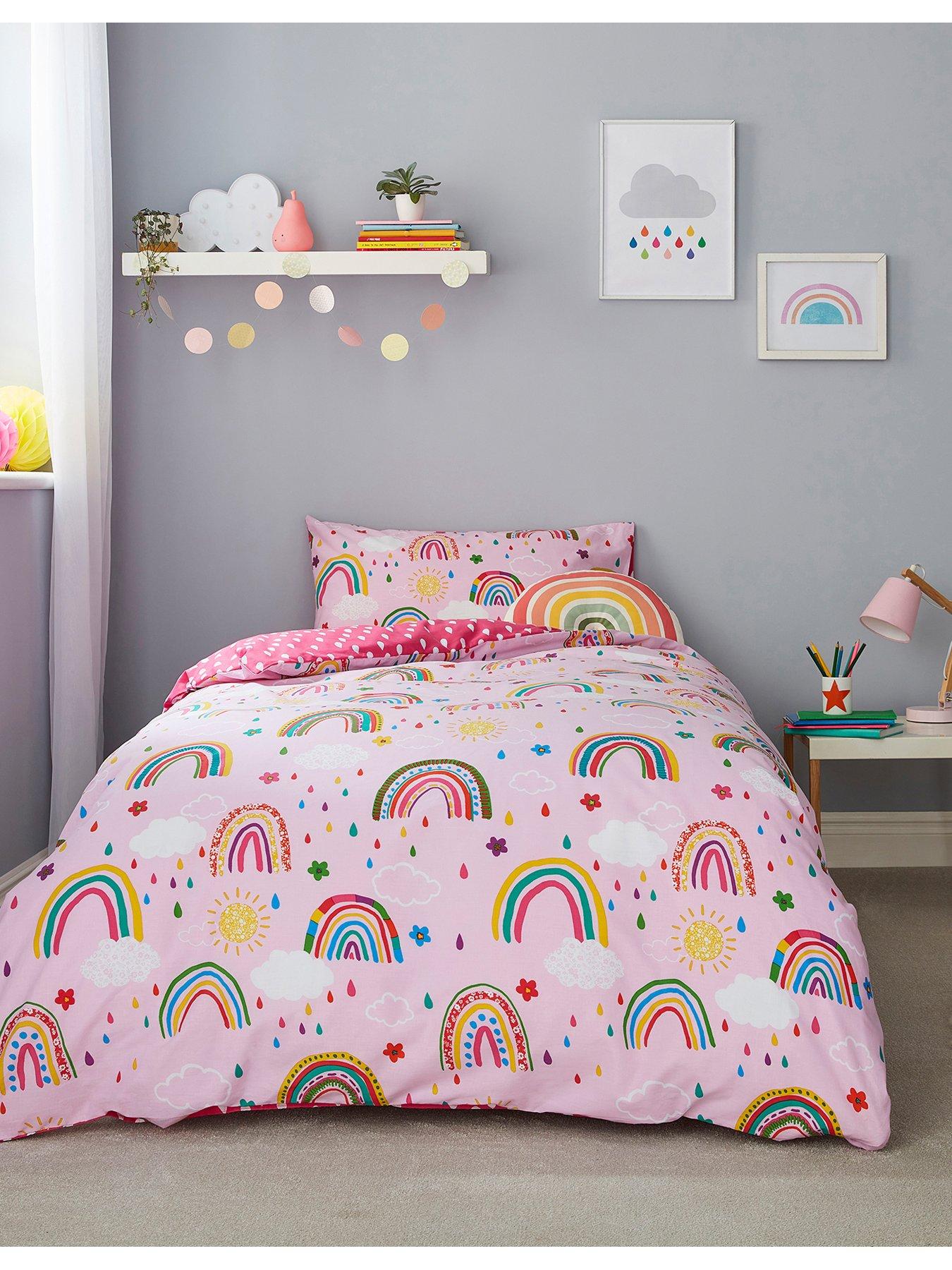 Silentnight Healthy Growth Reversible Rainbow Duvet Cover Set - Pink