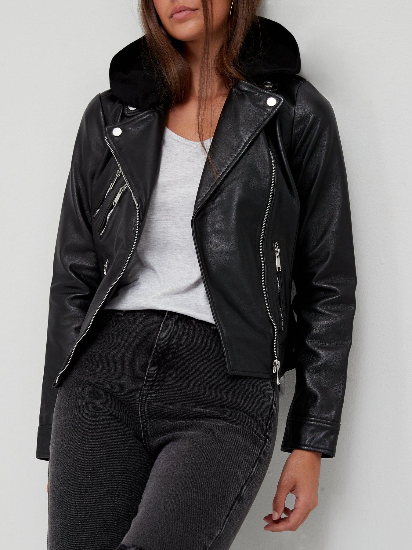 Black jersey biker jacket sale