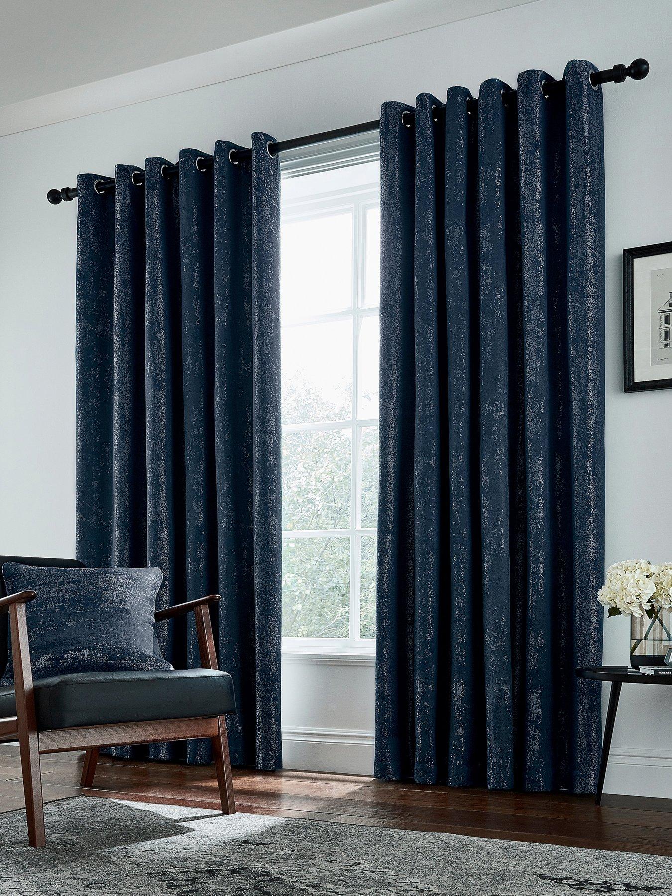 Catherine Lansfield Crushed Velvet Eyelet Lined Curtains