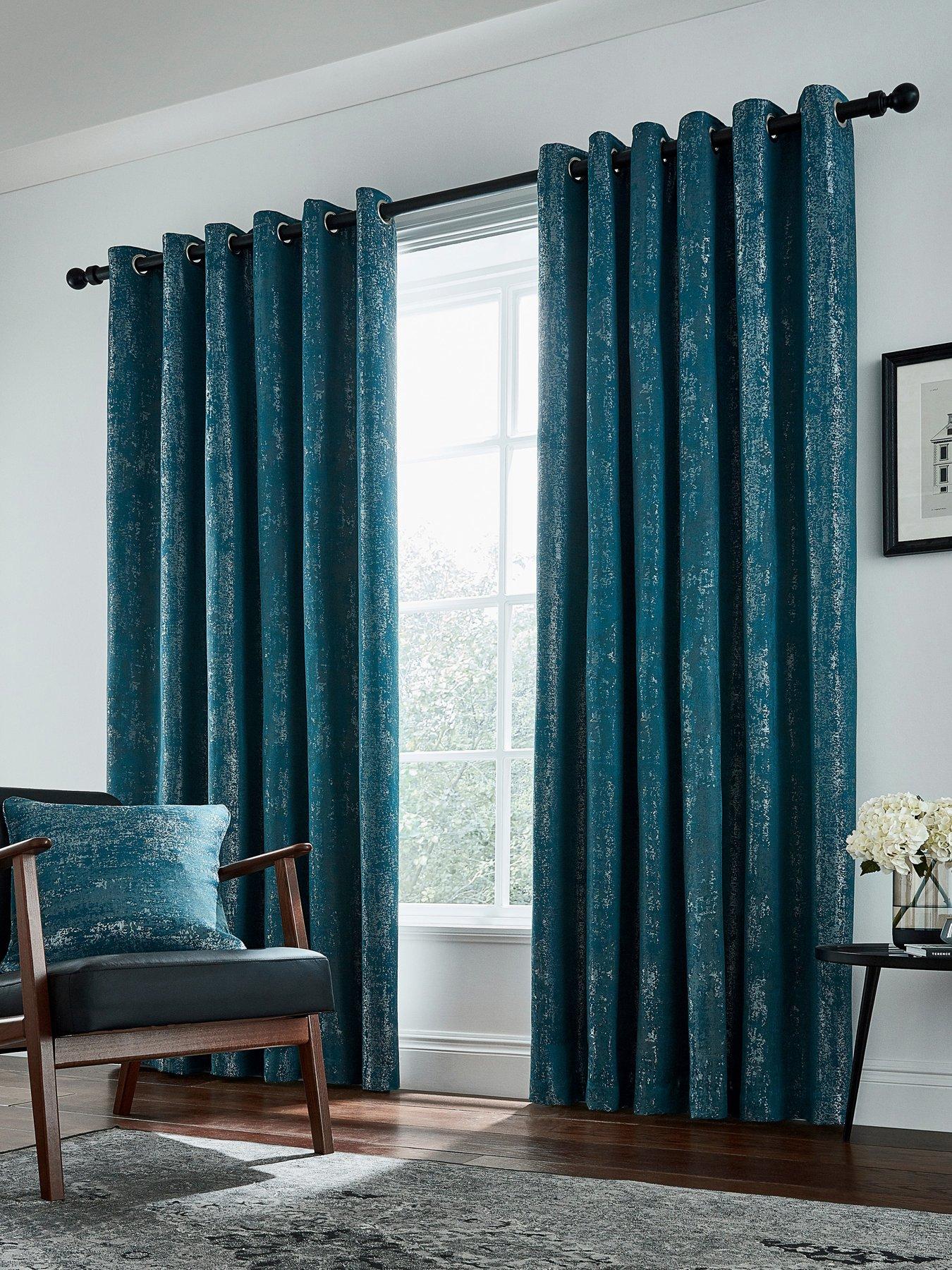 Buy Navy Blue Matte Velvet Lined Eyelet Curtains from Next Australia