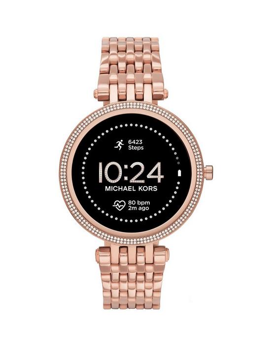 front image of michael-kors-gen-5e-darci-smartwatch-rose-gold-tone-stainless-steel