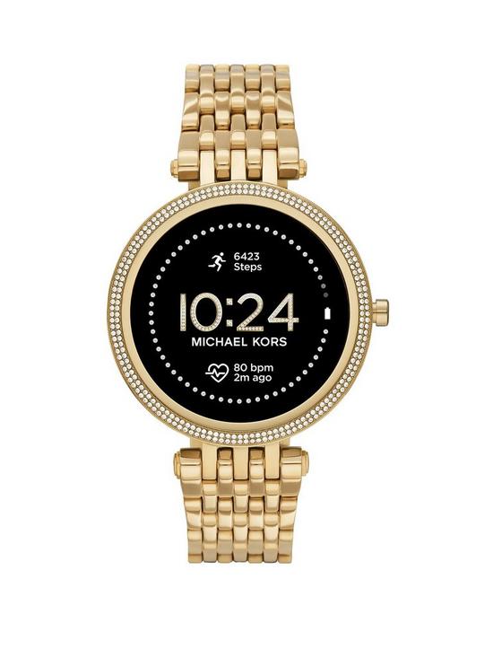 front image of michael-kors-gen-5e-darci-smartwatch-gold-tone-stainless-steel