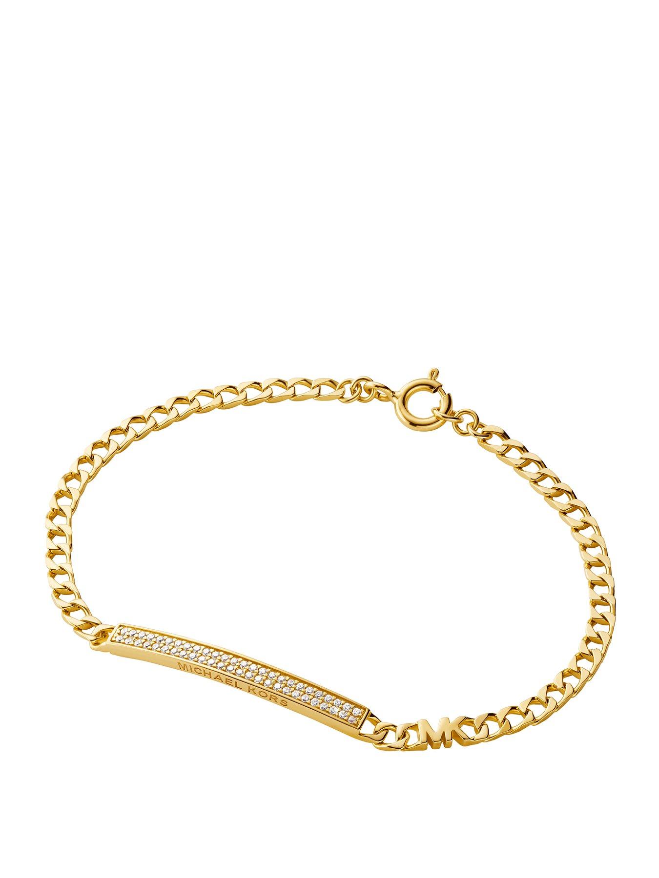  Gold Plated Stainless Steel Curb Statement Bracelet