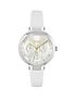  image of hugo-hope-multi-silver-white-dial-and-white-leather-strap-ladies-watch