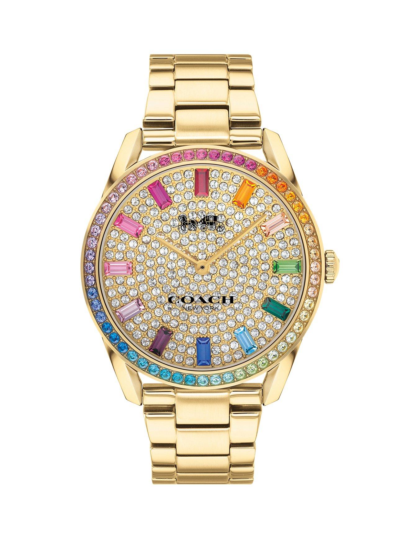 undefined Preston stainless steel with rainbow crystal bezel and pave dial watch