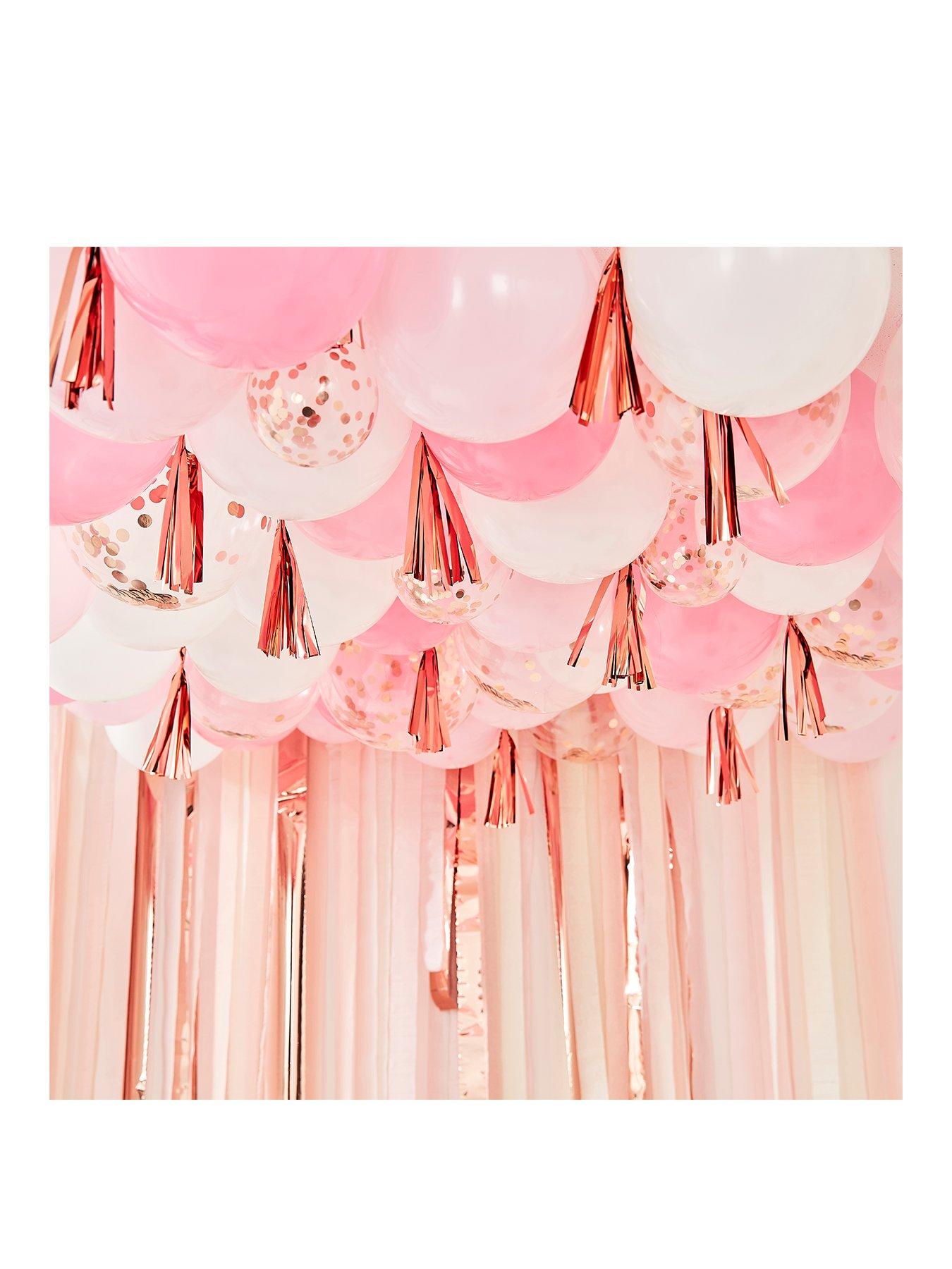Product photograph of Ginger Ray Blush White And Rose Gold Balloon Ceiling With Tassels from very.co.uk